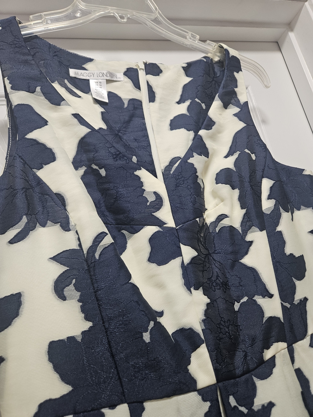Maggy London Navy Floral-Print Fit & Flare Midi Dress - Picture 2 of 5